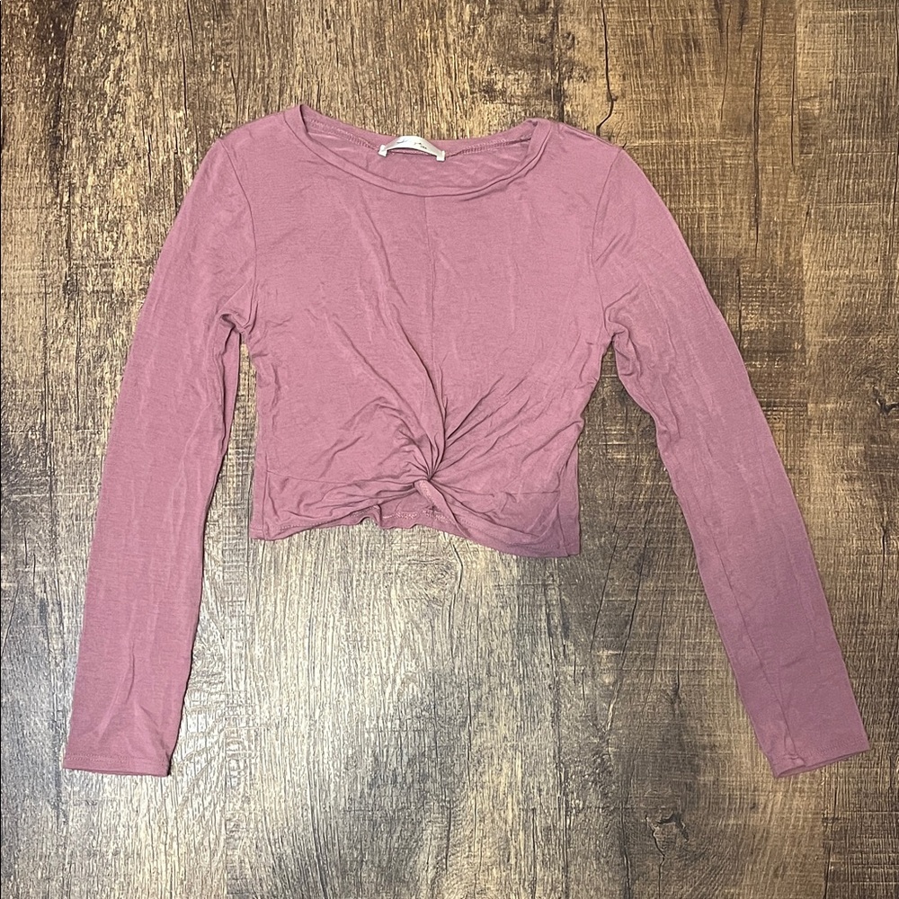 Gaze Mauve Twist Front Long Sleeve Top